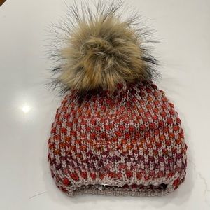Urban Outfitters knit beanie cap with faux fur Pom Pom